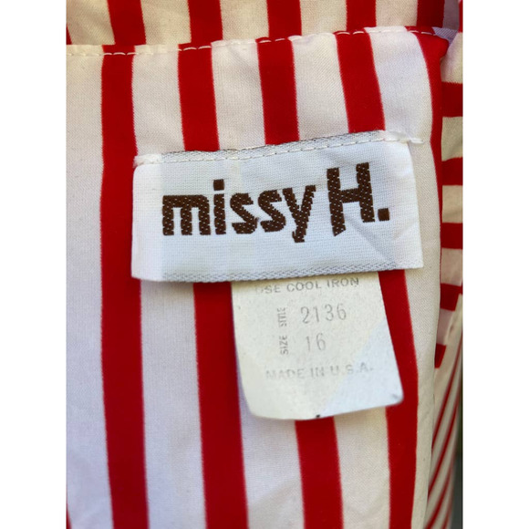 Missy H Red Multi Pattern A-line Vintage Midi Dress 16 REPAIR Cutter - Picture 9 of 10